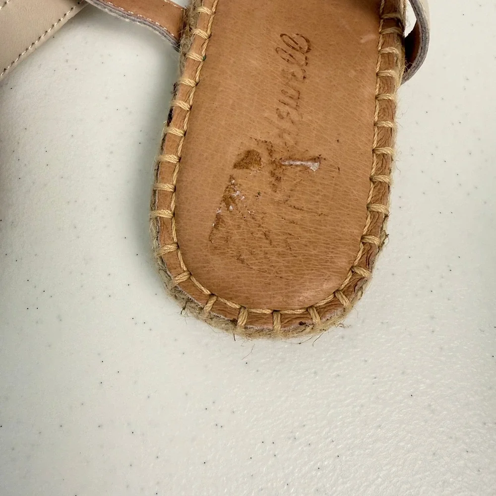 Madewell The Hallie Espadrille Sandal in Leather Pale Oyster Cream Womens 7